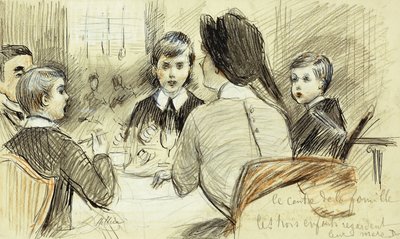 La Centre de la Famille: Rodzinna kolacja w Ritz, Nowy Jork, 1920 autorstwa Paul Cesar Helleu