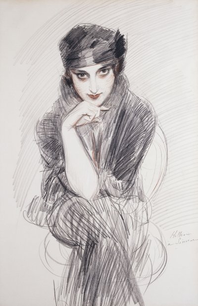 Portret damy, prawdopodobnie pani Van Cleef autorstwa Paul Cesar Helleu