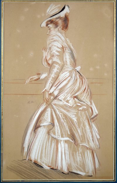 Portret kobiety w bieli. Rysunek Paula Helleu (1859 - 1927), XX wiek. Bayonne, Muzeum Bonnat autorstwa Paul Cesar Helleu
