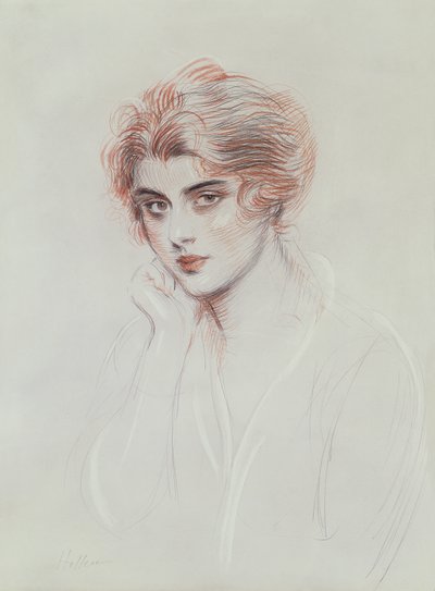Córka Artysty (kolorowa kredka na papierze) autorstwa Paul Cesar Helleu