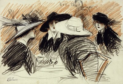 Vos Chapeux: Panie w hotelu Ritz, Nowy Jork, 1913 autorstwa Paul Cesar Helleu