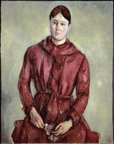 Portret Madame Cezanne w czerwonej sukience (olej na płótnie, ok. 1890) autorstwa Paul Cézanne