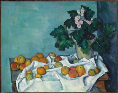 Martwa natura z jabłkami i doniczką pierwiosnków autorstwa Paul Cézanne