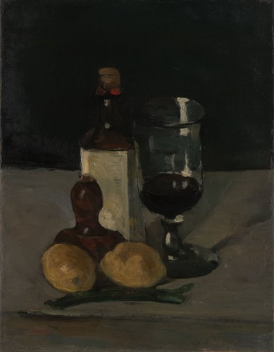 Martwa natura z butelką, szklanką i cytrynami autorstwa Paul Cézanne