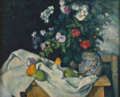 Kwiaty w słoiku z imbirem i owocami autorstwa Paul Cézanne