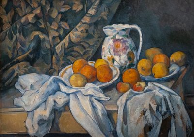 Martwa natura z zasłoną autorstwa Paul Cézanne