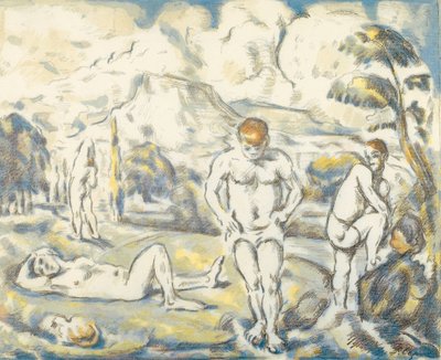 Kąpiących się (duży talerz) autorstwa Paul Cézanne