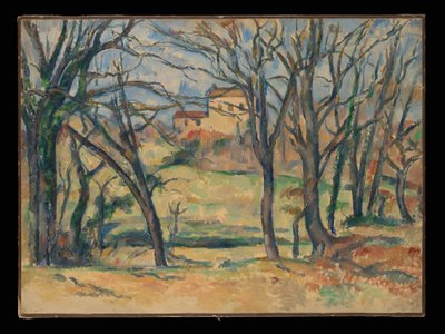 Drzewa i domy w pobliżu Jas de Bouffan autorstwa Paul Cézanne