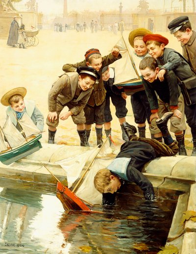 Chłopcy i ich żaglówki autorstwa Paul Charles Chocarne Moreau