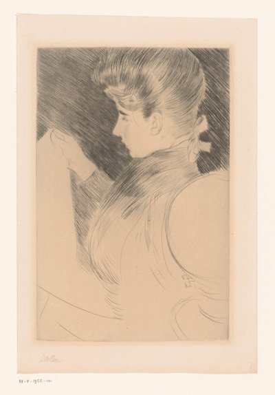 Portret nieznanej czytającej kobiety autorstwa Paul César Helleu (signed by artist)