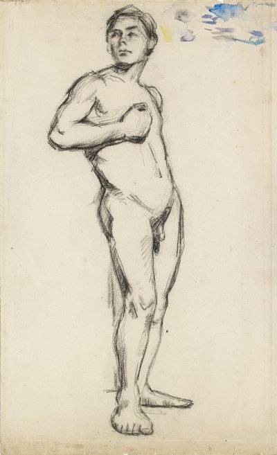 Akademickie studium aktu męskiego z prawą ręką zaciśniętą na piersi, 1865 autorstwa Paul Cézanne