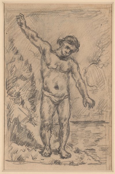 Kąpiący się z wyciągniętymi ramionami (recto); Studium drzewa (verso) autorstwa Paul Cézanne