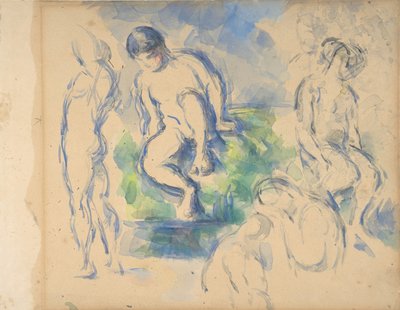 Kąpiący się prosto, Martwa natura odwrócona, ca. 1890 prosto - 1900 wers. autorstwa Paul Cézanne