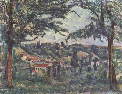 Hameau des Pâtis w Pontoise, otoczony drzewami autorstwa Paul Cézanne