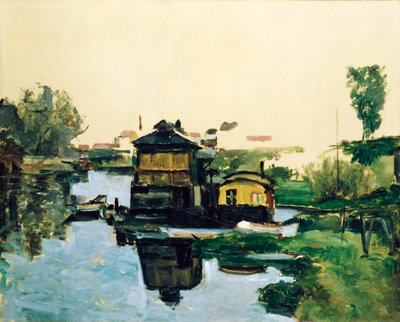 Pływające domy na rzece autorstwa Paul Cézanne