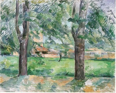 Łąka i farma Jas de Bouffan autorstwa Paul Cézanne