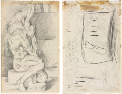 Szkic rzeźby anatomicznej (recto) Szkic Madame Cézanne (verso) autorstwa Paul Cézanne