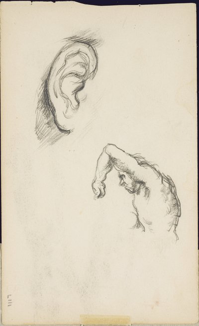 Studia wg Luki Signorelli: ucho i postać mężczyzny, ok. 1877-80 autorstwa Paul Cézanne