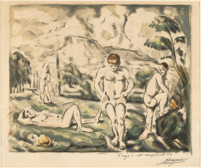 Kąpiący się (duży talerz) autorstwa Paul Cézanne
