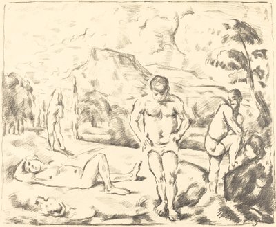 Kąpiący się (duży talerz) autorstwa Paul Cézanne