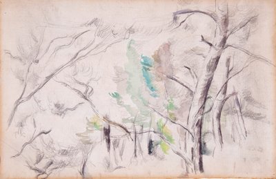 Drzewa [prosto]; Encagnane z Pilon du Roi [wstecz] autorstwa Paul Cézanne