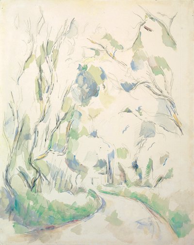 Studnie i kręta ścieżka w parku Chateau Noir; Studnia i kręta droga na terenie Chateau Noir, ok.1900 autorstwa Paul Cézanne
