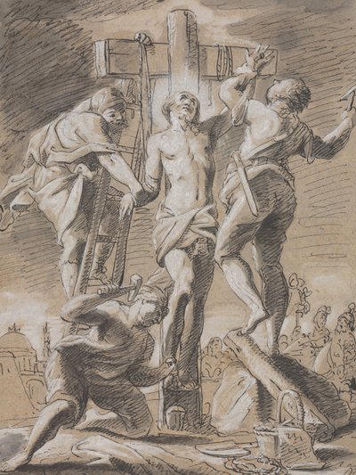 Chrystus przybity do krzyża, początek XVIII wieku. autorstwa Paul Decker the Younger