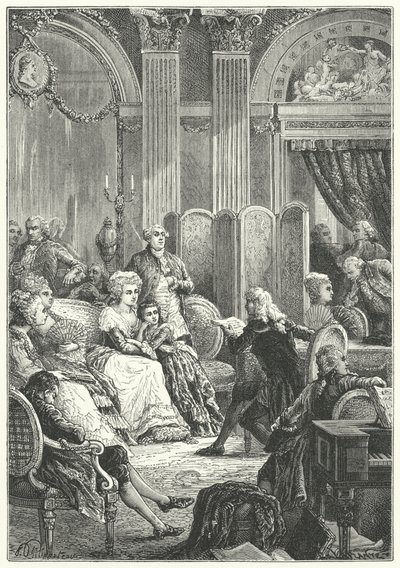 Salon na początku panowania Ludwika XVI we Francji autorstwa Paul Dominique Philippoteaux