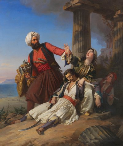 Scena z greckiej wojny o niepodległość, 1841. autorstwa Paul Emil Jacobs