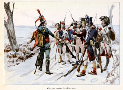 Marceau arrete des deserteurs: Francois-Severin Desgraviers Marceau (1769-1796) przetrzymuje żołnierzy armii republikańskiej w Wandei (85) - ilustracja Emile Boutigny (1853-1929) W „Hoche-Marceau-Desaix” autorstwa Theodore Cahu ( 1854-1928) - Prywatny kol autorstwa Paul Émile Boutigny