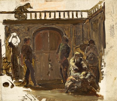 Szkic do „Kłótni” (olej na papierze) autorstwa Paul Falconer Poole