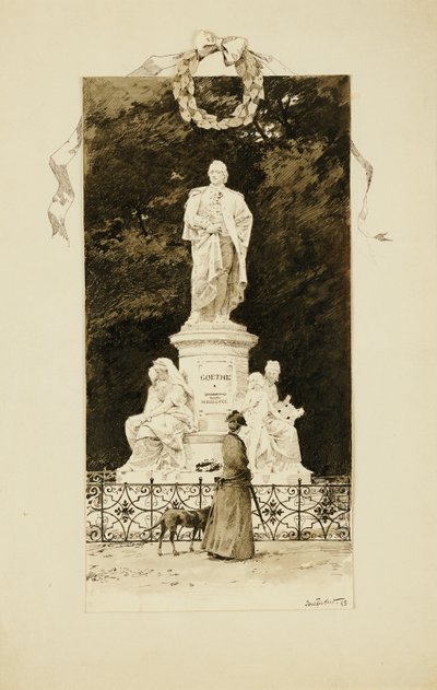Elegancka dama pod pomnikiem Goethego, 1888 r. autorstwa Paul Fischer
