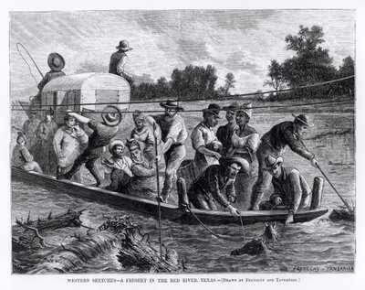 Western Sketches, Freshet in the Red River, Texas, ilustracja z „Harper