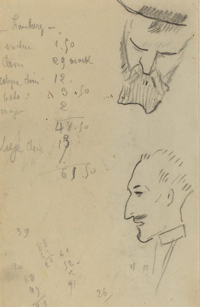 Brodaty mężczyzna i mężczyzna z profilu [verso] autorstwa Paul Gauguin