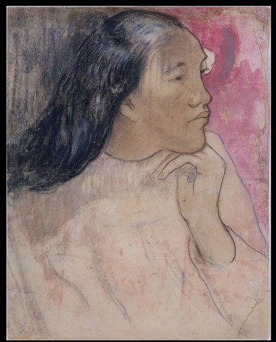 Tahitańska kobieta z kwiatem we włosach autorstwa Paul Gauguin