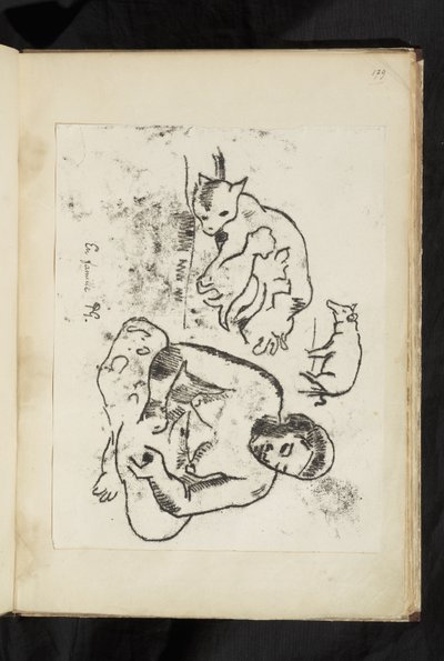 Avant et après - Siedząca kobieta, kot z kociętami i świnia autorstwa Paul Gauguin
