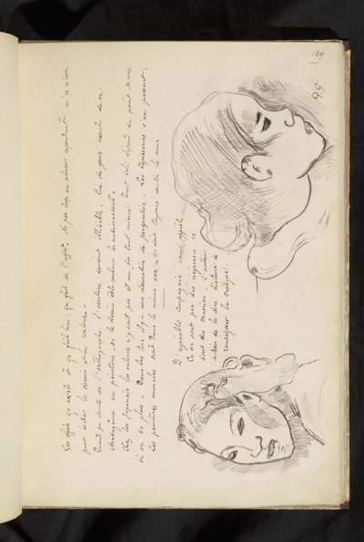 Avant et après - tekst i dwa rysunki głowy dziewczyny autorstwa Paul Gauguin