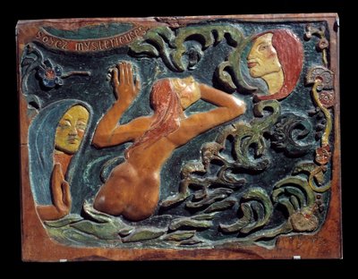 Bądź tajemniczą płaskorzeźbą wyrzeźbioną w drewnie lipowym przez Paula Gauguina (1848-1903) autorstwa Paul Gauguin