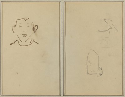 Twarz chłopca; Dwie owce [verso] autorstwa Paul Gauguin