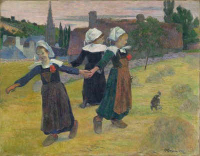 Tańczące bretońskie dziewczyny, Pont-Aven autorstwa Paul Gauguin