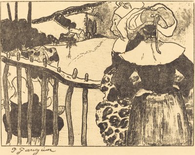 Bretońskie kobiety obok płotu autorstwa Paul Gauguin
