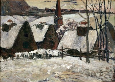 Bretońska wieś pod śniegiem (olej na płótnie) autorstwa Paul Gauguin