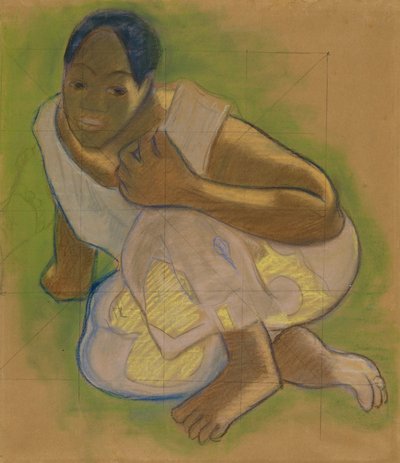 Przyczajona Tahitanka: studium, jak wziąć ślub autorstwa Paul Gauguin