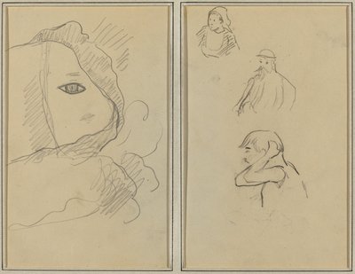 Oko i część twarzy; Bretonka i dwóch mężczyzn [recto] autorstwa Paul Gauguin