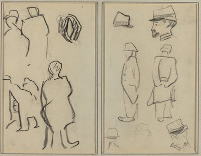 Studia figurowe; Studia Żołnierzy [verso] autorstwa Paul Gauguin