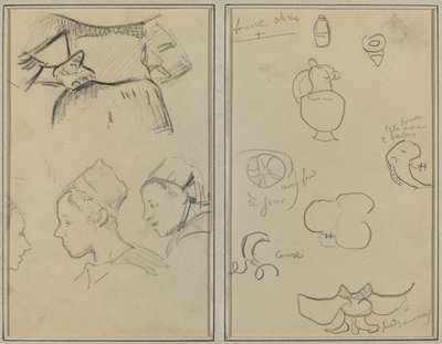 Cztery badania kobiet bretońskich; Kształty i wazony [verso] autorstwa Paul Gauguin