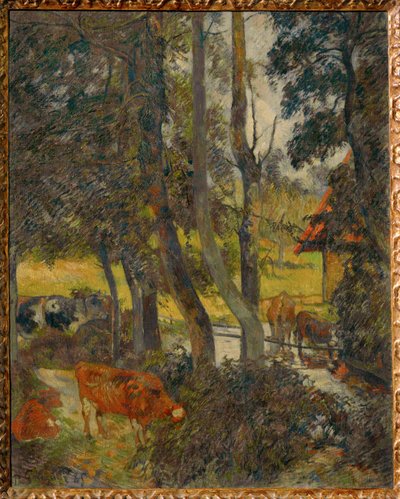 Krajobraz w Normandii ze stawem (obraz na płótnie) autorstwa Paul Gauguin