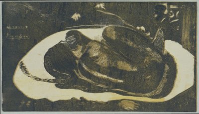 Leżąca dziewczyna bojąca się duchów zmarłych Oglądane przez duchy zmarłych Tupapau Mauao (tytuł na obiekcie) autorstwa Paul Gauguin