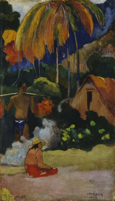 Krajobraz Mahana Maa na Tahiti autorstwa Paul Gauguin