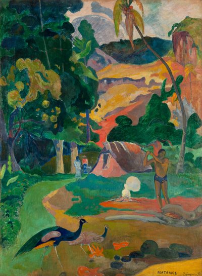 Matamoe czyli Krajobraz z pawiami autorstwa Paul Gauguin